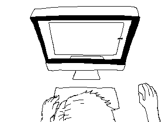 Animated line drawing of a person continually resizing a browser window.