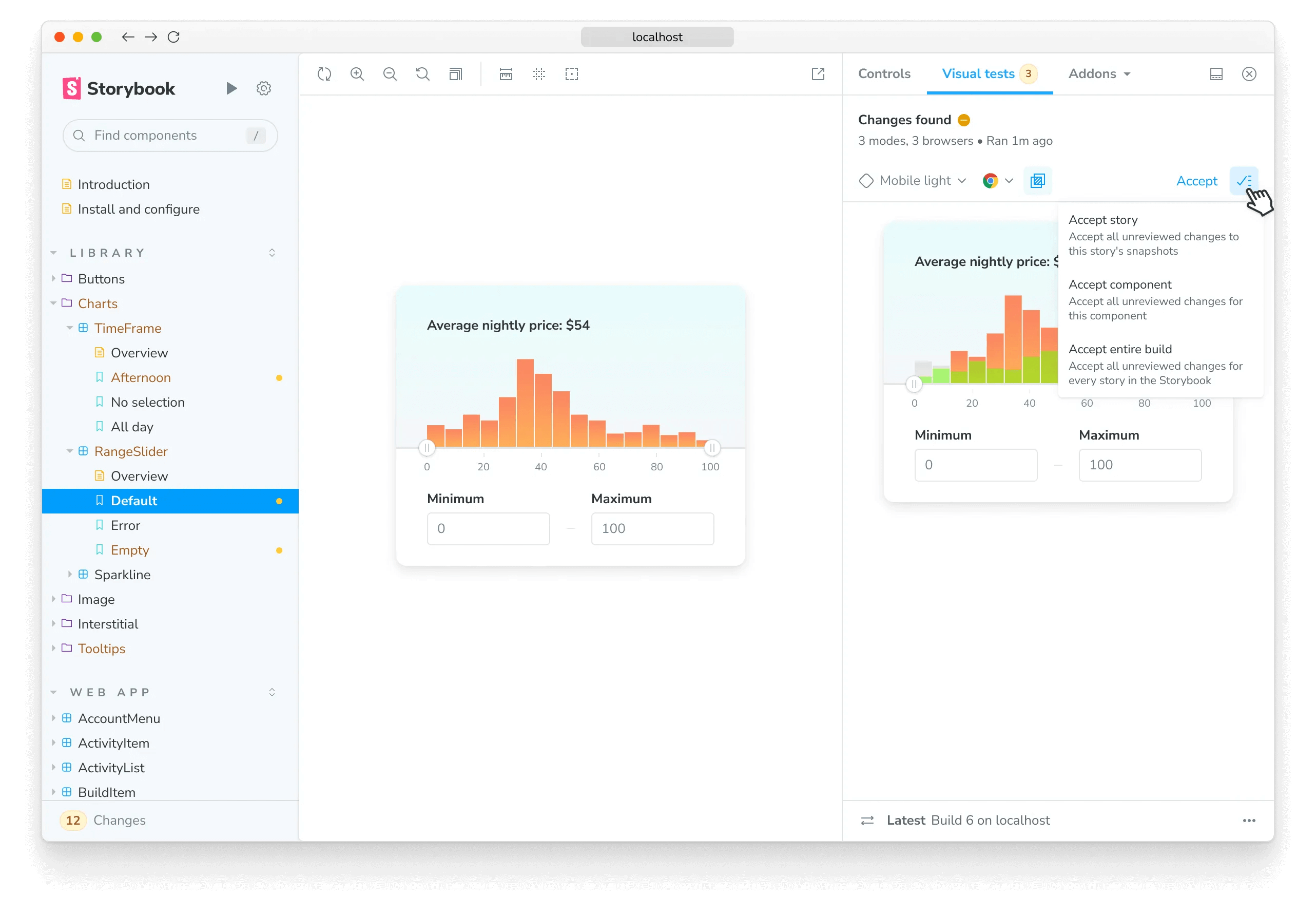 Visual Tests addon test results